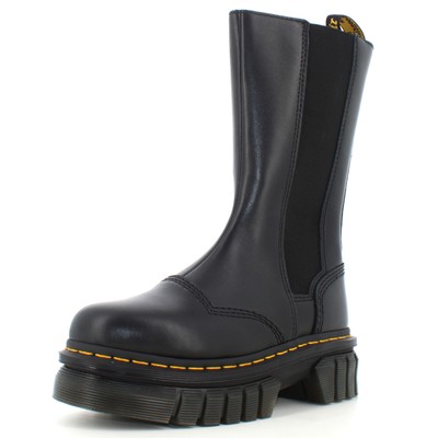 Pre-owned Dr. Martens A23us Women's Ankle Boot With Platform 30966001 Audrick Chelsea Tall In Black