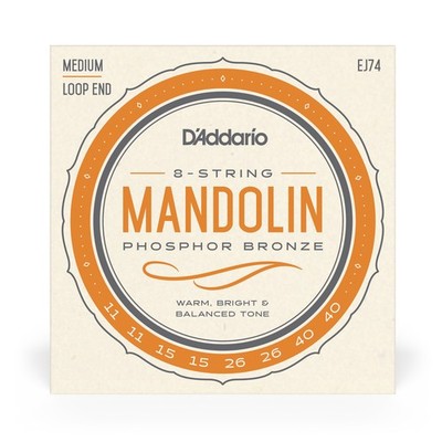 3-Pack D'Addario EJ74 Phosphor Bronze Mandolin Strings, 11-40 Medium, Loop End