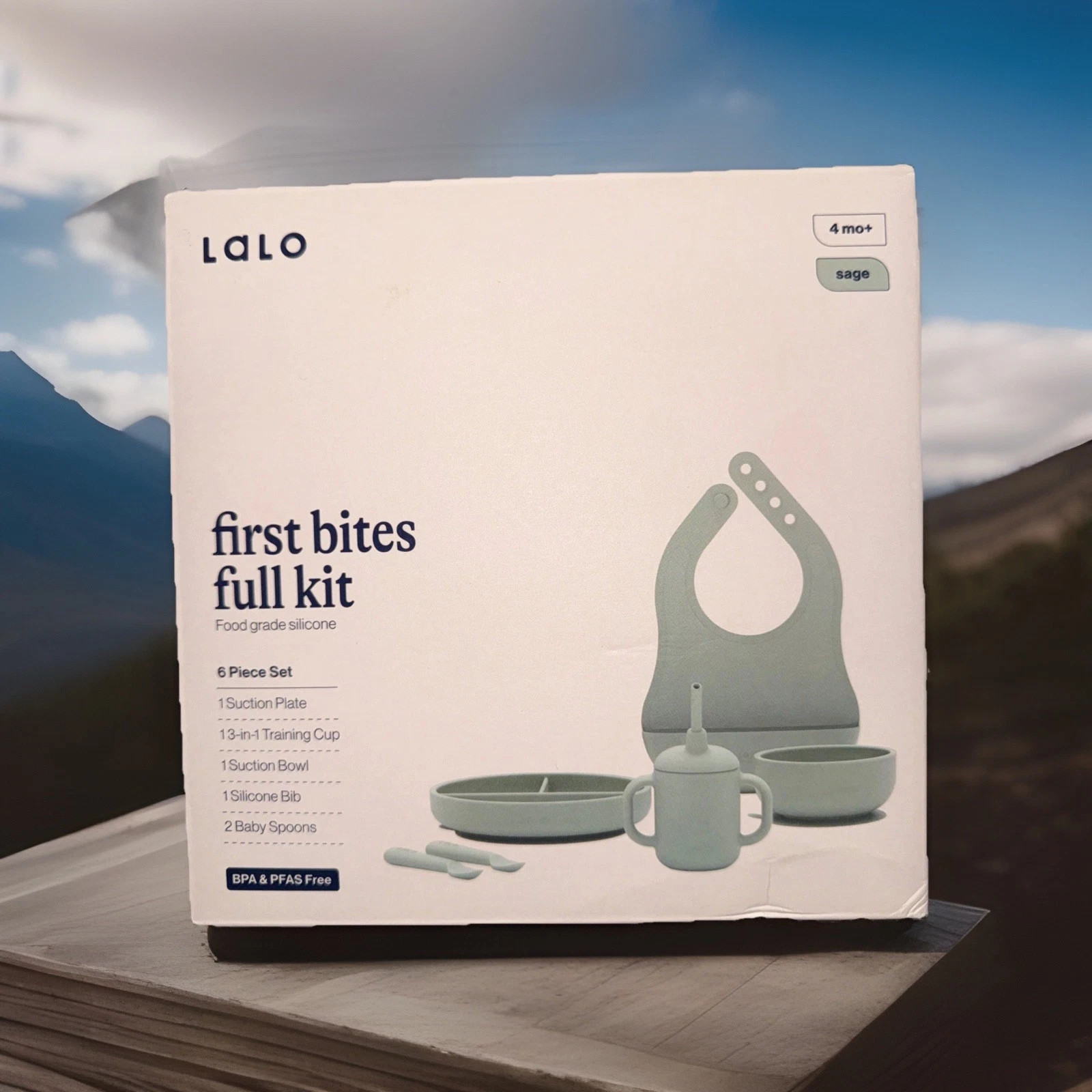 Lalo 6pc Silicone First Bites Full Kit Feeding Set - Sage