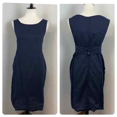 NEW Jil Sander Navy Silk Minimalist Sheath Dress Size 36/4