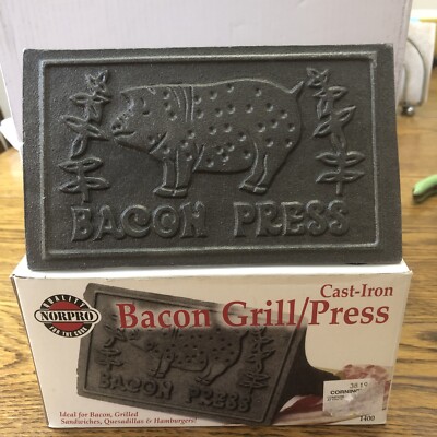 NEW Norpro 1400 Bacon Press Cast Iron - Steak, Bacon, Hamburger Press #1400