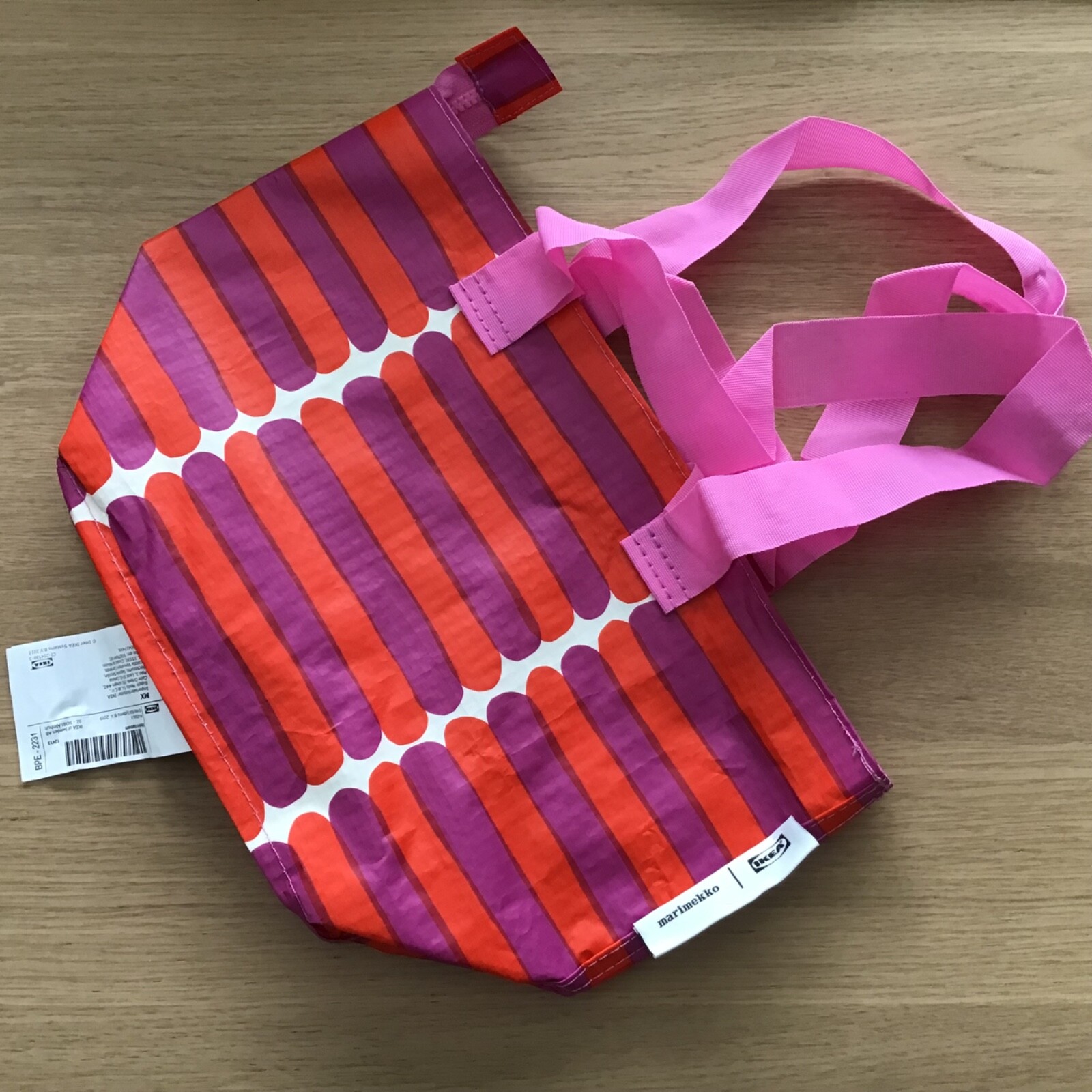 IKEA X Marimekko BASTUA Shopping Bag Pink Red Small 8.75” X