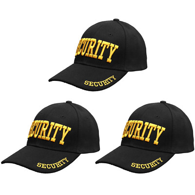 3-Pack Security Hat Baseball Cap Embroidery Front Bill Back Adjustable Size