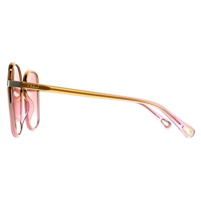 Pre-owned Chloé Chloe Sunglasses Ch0031s Franky 002 Yellow/pink Crystal Fade, Gold Pink Gradient