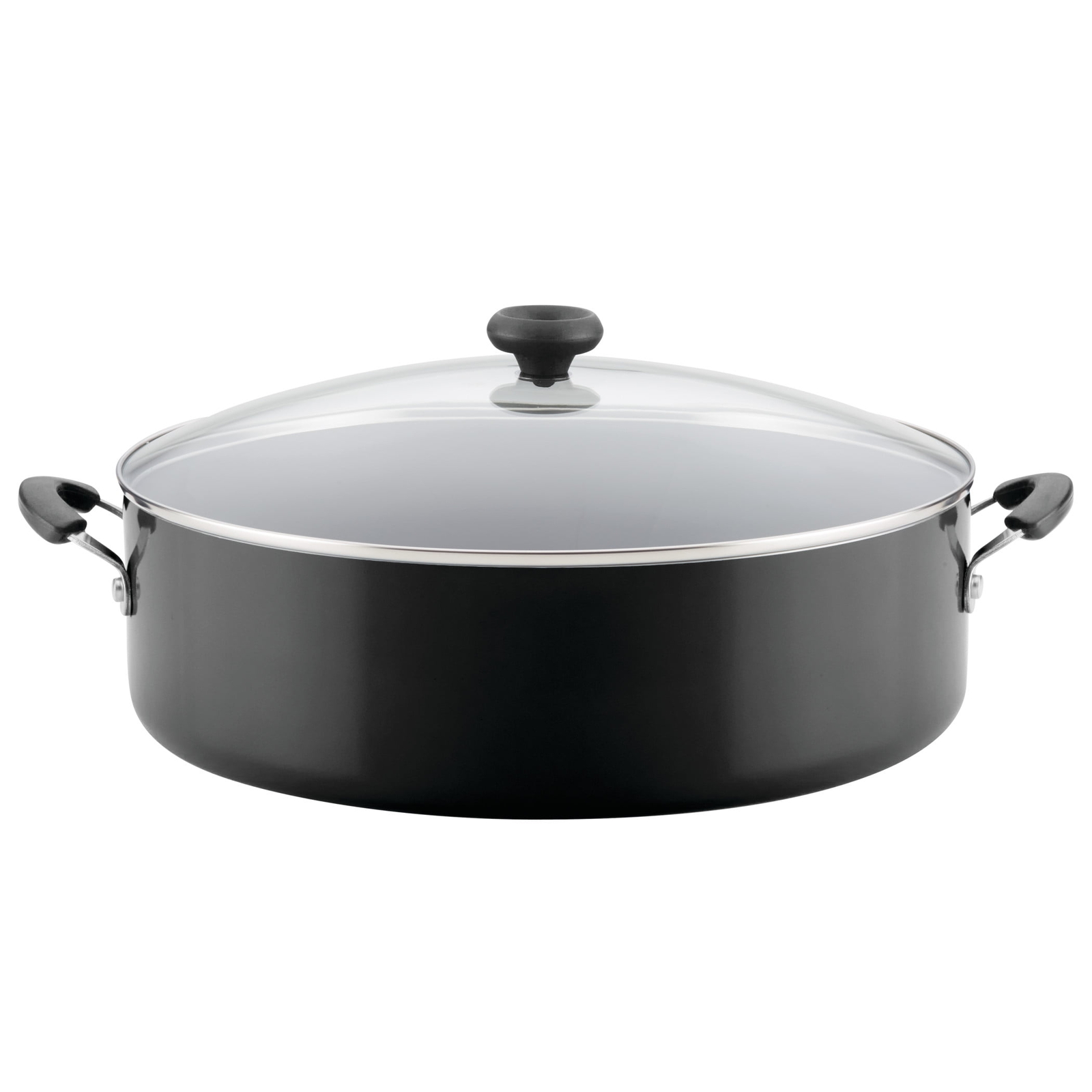 Easy Clean 14 Inch Aluminum Nonstick Covered Family Pan, Black, Durable