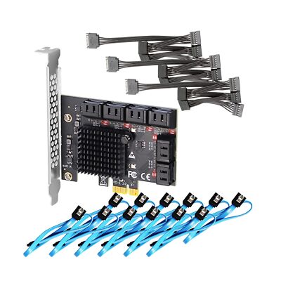 GLOTRENDS 12 Ports PCIe SATA Expansion Card, Including SATA Cables and 1:5 SA...