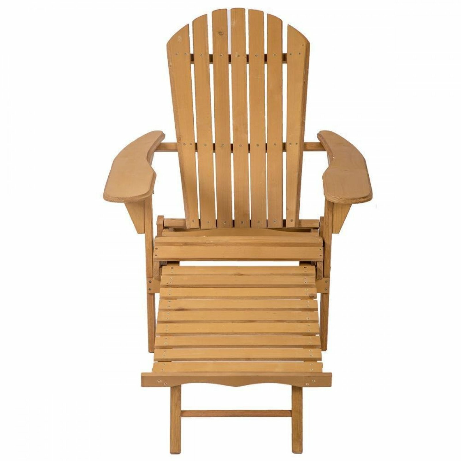 FDW Outdoor Wood Adirondack Chair Foldable w/Pull Out Ottoman Patio Furniture