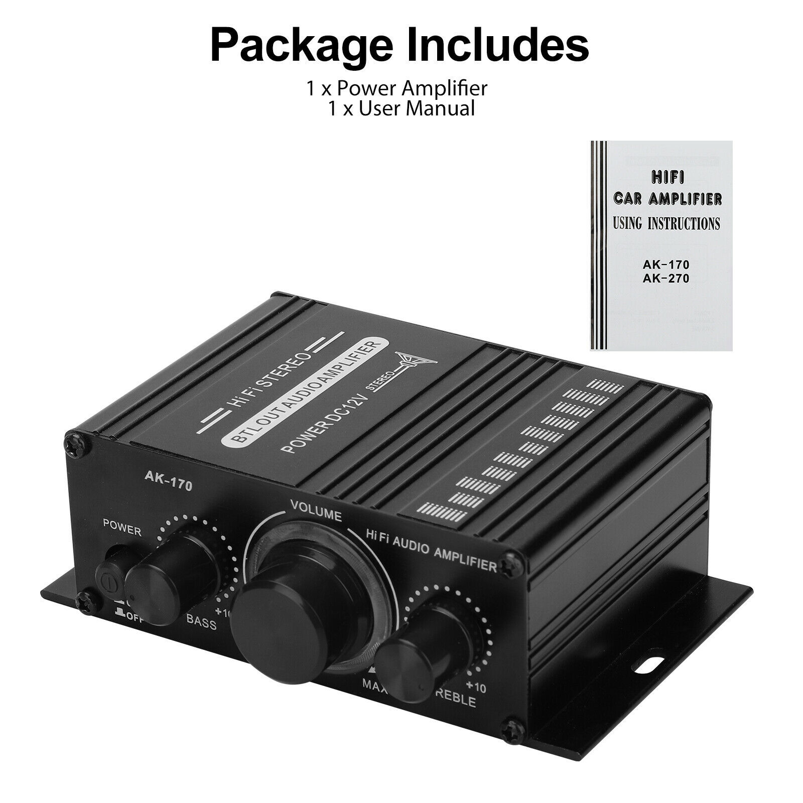 Mini HiFi Digital Stereo Audio 2 Channels Amplifier Power Amp FM Car Home DC 12V