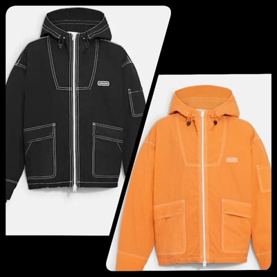 COACH COACH MEN'S LIGHTWEIGHT WINDBREAKER XL & XXL IN WASHED BLACK OR FADED ORANGE