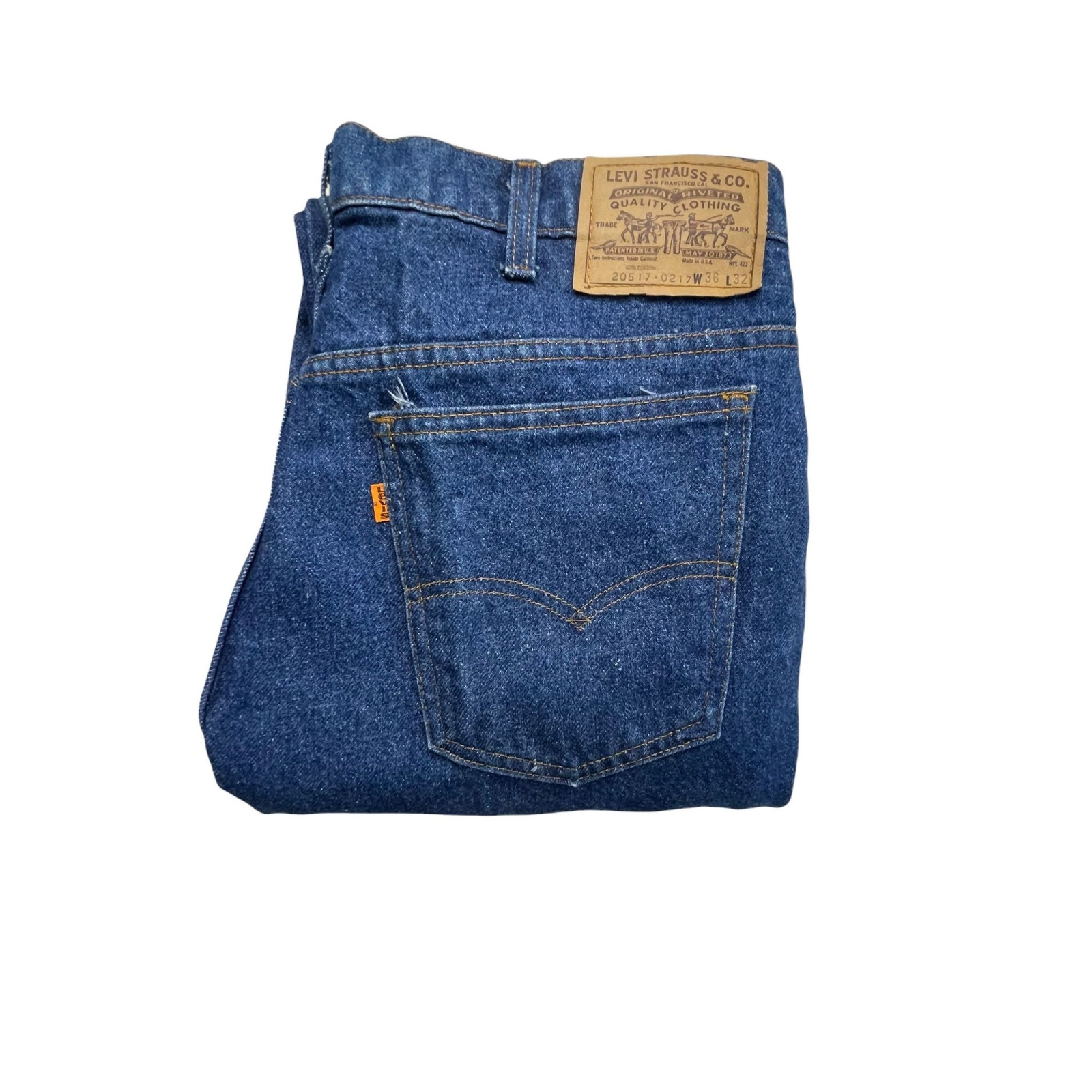Vintage Levis 20517-0217 Saddleman Jeans, Orange Tab, Made Vintage Levis 20517-0217 Saddleman Jeans, Orange Tab, Made