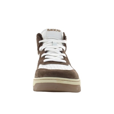 Pre-owned Back 70 A22us Men's High Sneakers  V10l-5-c-v1 108002-000164 In Bianco / Marrone