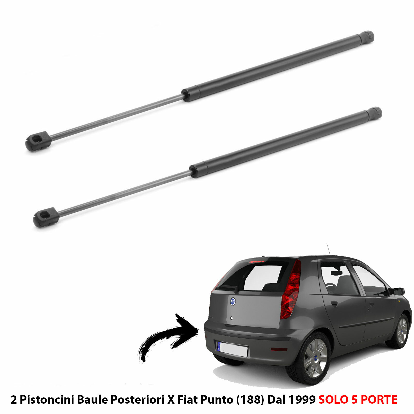 Molle A Gas Per Portellone Fiat Punto II Serie (1999+) - Ricambio CP106, Facili Da Montare
