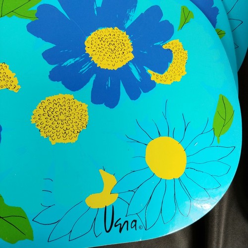 Vera Neuman Vintage blue with yellow flowers vinyl placemats set of 4