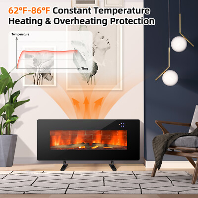 42" Electric Fireplace Wall Mounted & Freestanding Heater Remote Control 1500W