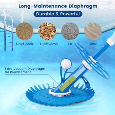 Upgraded Automatic Pool Cleaner Swimming Pool Vacuum Sweeper W/10 Extension Hose