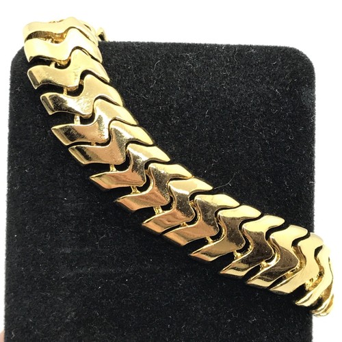 Vintage Gold Tone Unique Link Designer Look Bracelet sz 7.25