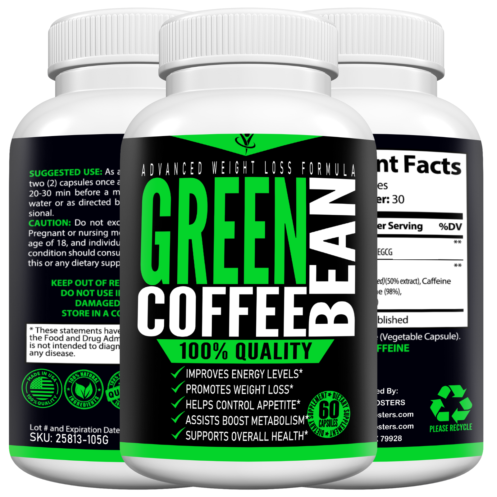 Green Coffee Bean Pills - Total Boosters - New