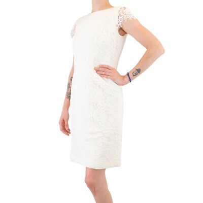 Ralph Lauren Dress, Women's Knee Length Sheath Dress with Lace Shell, Ivory $119