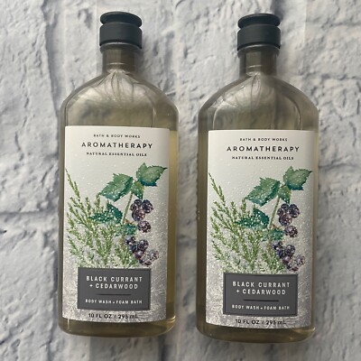 2 BATH & BODY WORKS AROMATHERAPY BLACK CURRANT CEDARWOOD BODY WASH FOAM BATH 