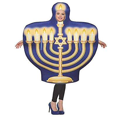 Adult Blue Menorah Jewish Hannukah Chanukah Halloween Costume Unisex