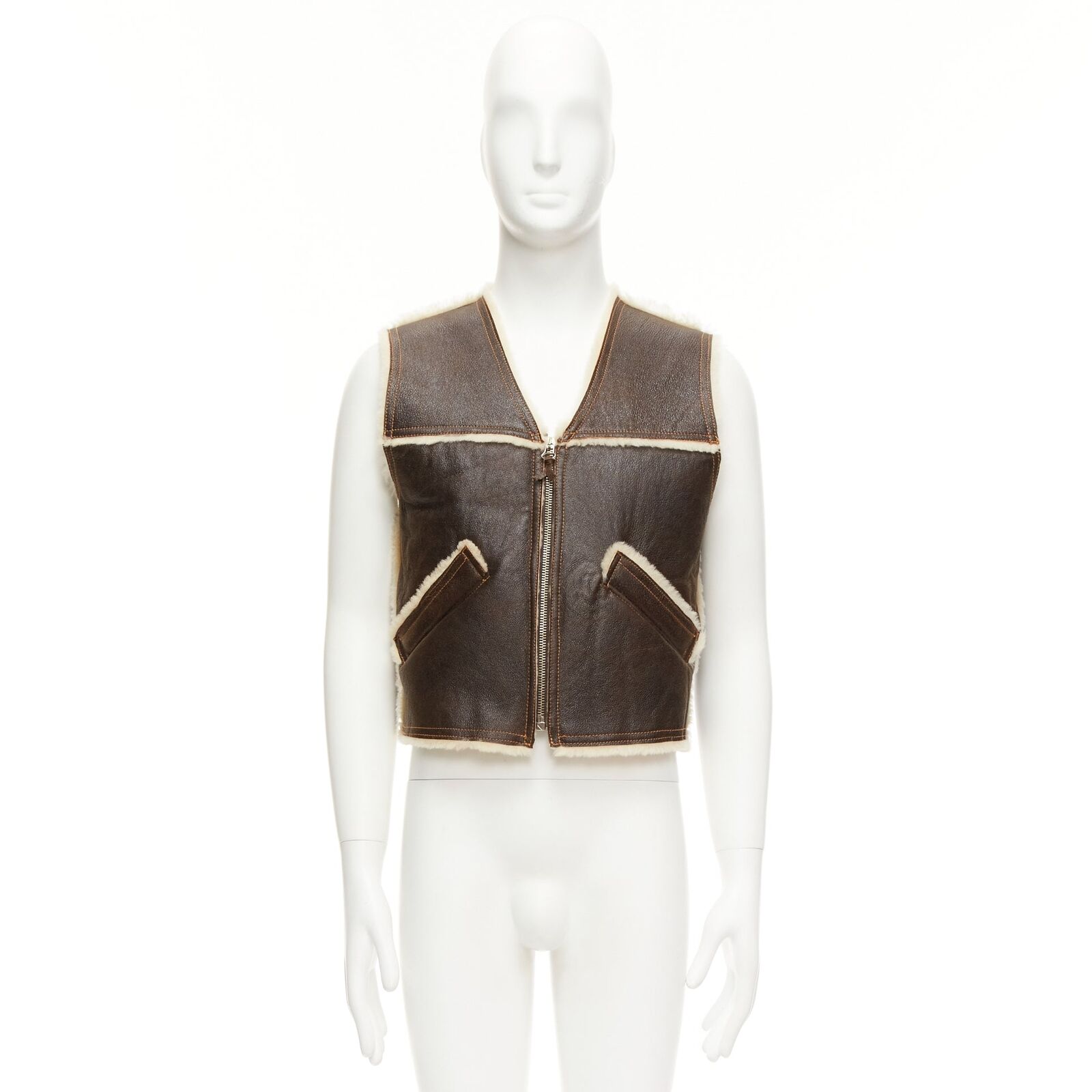 JEAN PAUL GAULTIER JEANS Vintage brown shearling lined logo JEAN PAUL GAULTIER JEANS Vintage brown shearling lined logo