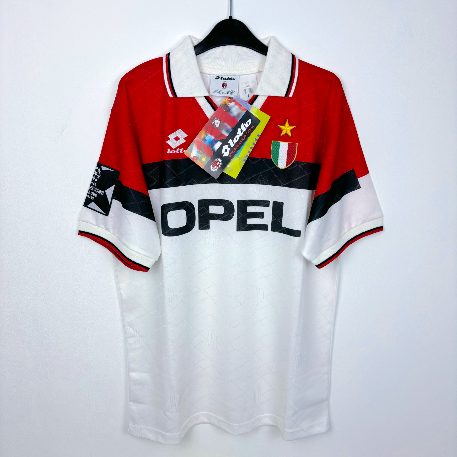 ウェア AC MILAN 94/95 CHAMPIONS LEAGUE Model 1994-95 AC Milan *CHAMPIONS LEAGUE* home jersey - L • RB