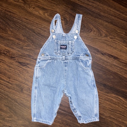 Vintage Oshkosh Vestbak Denim Overall Bibs 12 Months Bubble