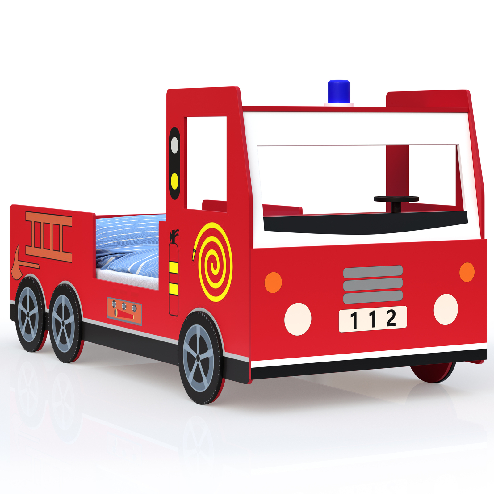 Kinderbett Autobett Jugend Bett Kinderzimmer Juniorbett Feuerwehrbett 200x90 rot