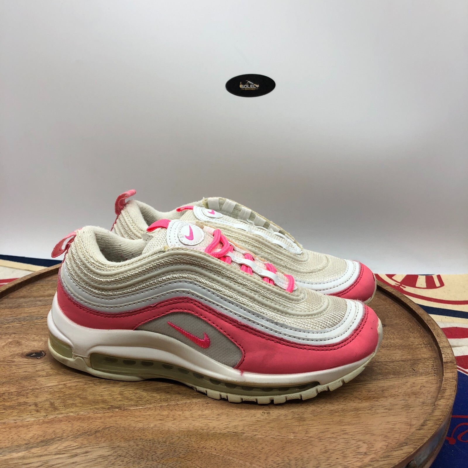 Nike Womens Air Max 97 White Pink Running Shoes Sneakers