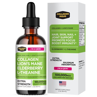 Liquid Collagen Peptides with Lion's Mane, Elderberry & L-Theanine