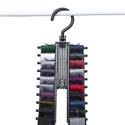 360° Adjustable Tie Rack Hanger Organizer Twirling Scarf Belt Closet Hook Holder