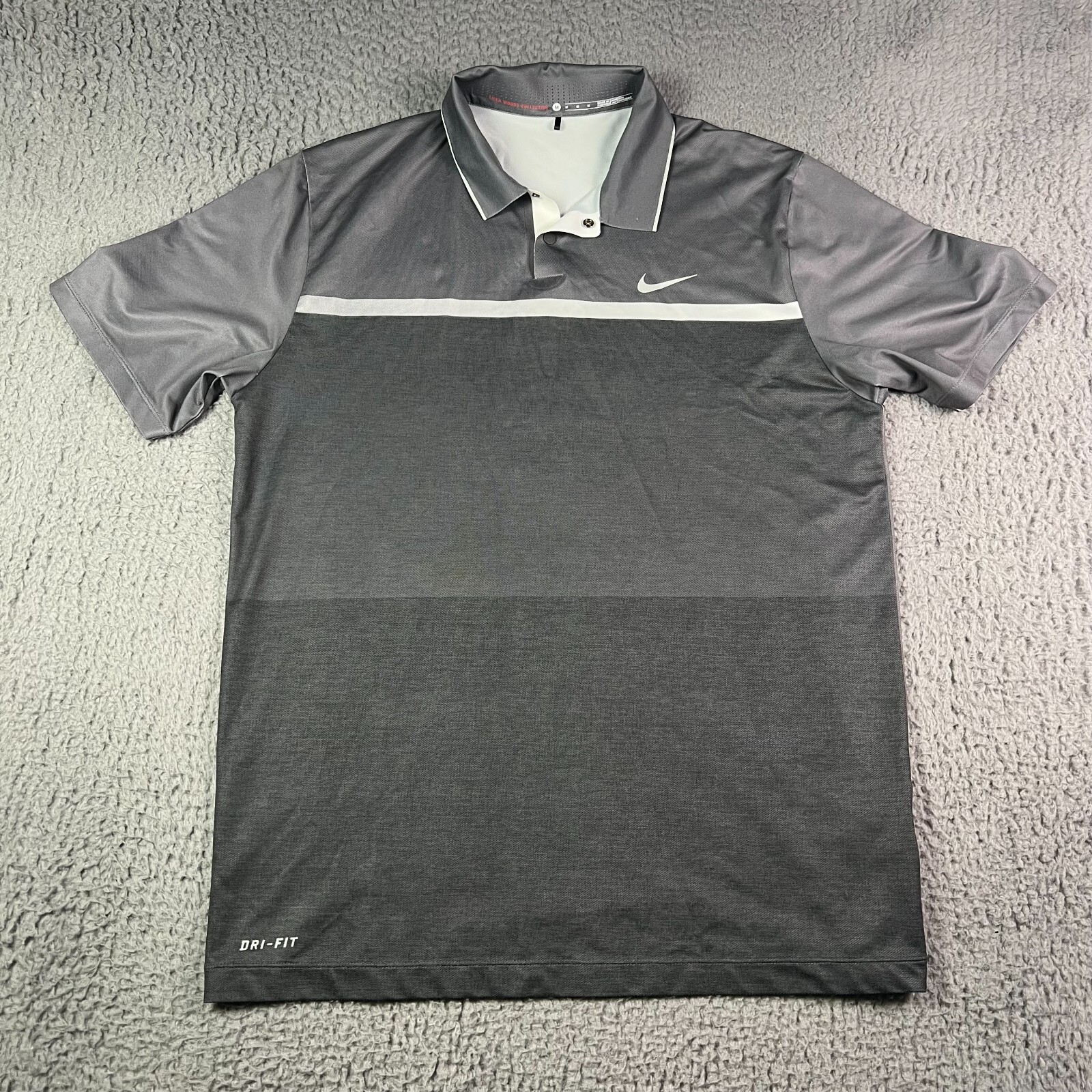 Nike Tiger Woods Polo Shirt Mens Medium Gray Perforated