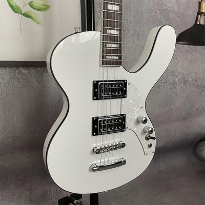 White TL Electric Guitar Solid Basswood Body HH Pickups Maple Neck 6 String