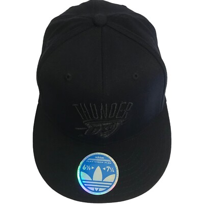Oklahoma City Thunder NBA Adidas Black On Black Tonal S/M Flexfit Cap Hat $26