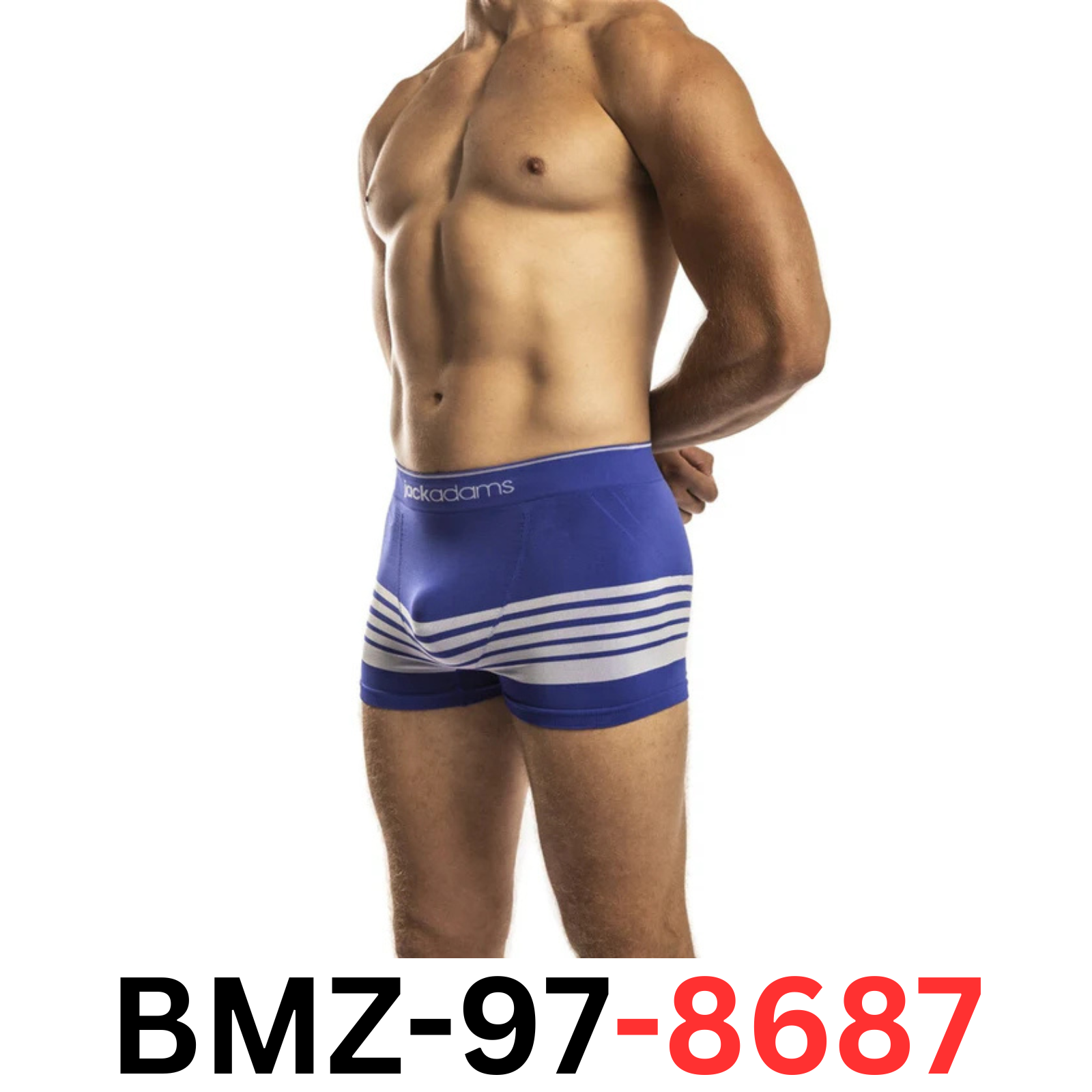 Jack Adams BodyFlex Boxer Brief, Royal White, Size X-Large (XL)