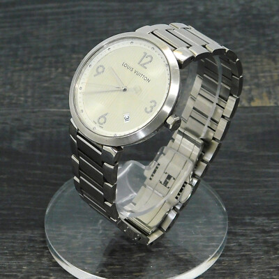 LOUIS VUITTON TAMBOUR DAMIER S. Steel Q1D01 Quartz Men's