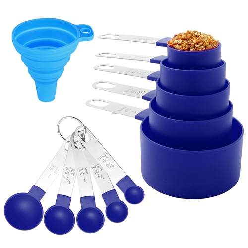 Measuring Cups and Spoons Set of Huygens 6.8 x 3.8 x 2.5 in, Sapphire Blue