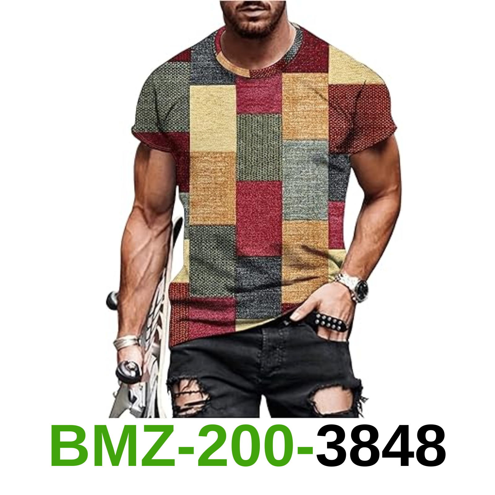 Milumia Men's Colorblock Round Neck Short Sleeve Tee Casual T Shirt Tops, L