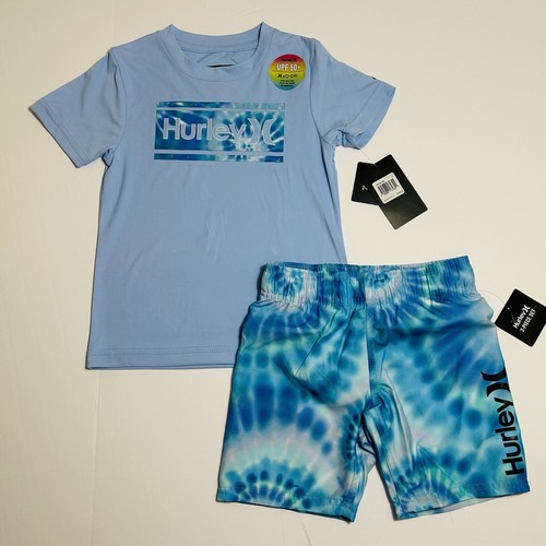 Hurley Boys UPF 50+ Rash Guard Tee & Swim Trunks Shorts Set