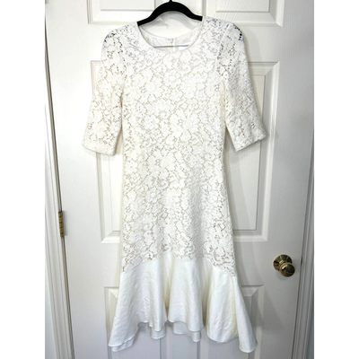 See By Chloe Ruffled Lace Midi Dress Natural White Women s size XS