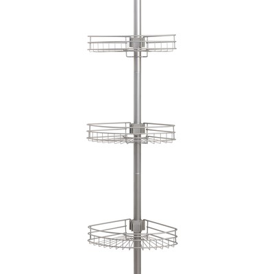 Tension Pole Shower Caddy, Rust Resistant Steel, 3 Shelf