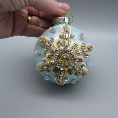 Katherines Collection BEADED SNOWFLAKE  Glass Christmas Ornament