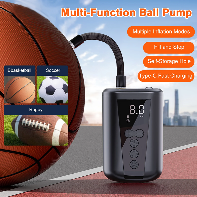 Electric Ball Pump Basketball Pump with LCD Display Ball Inflator with Ball Need