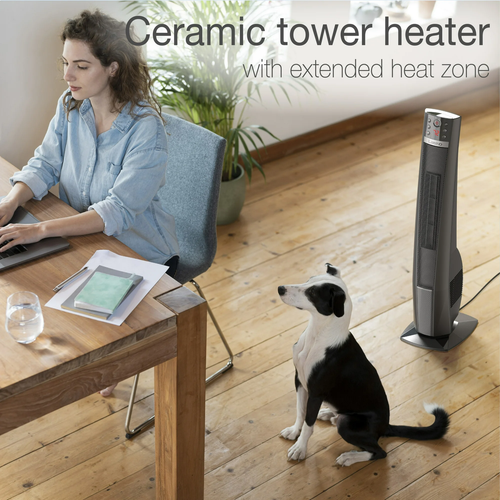 Lasko Oscillating 32" Ceramic Tower Space Heater 1500W Remote Control 8hr-Timer