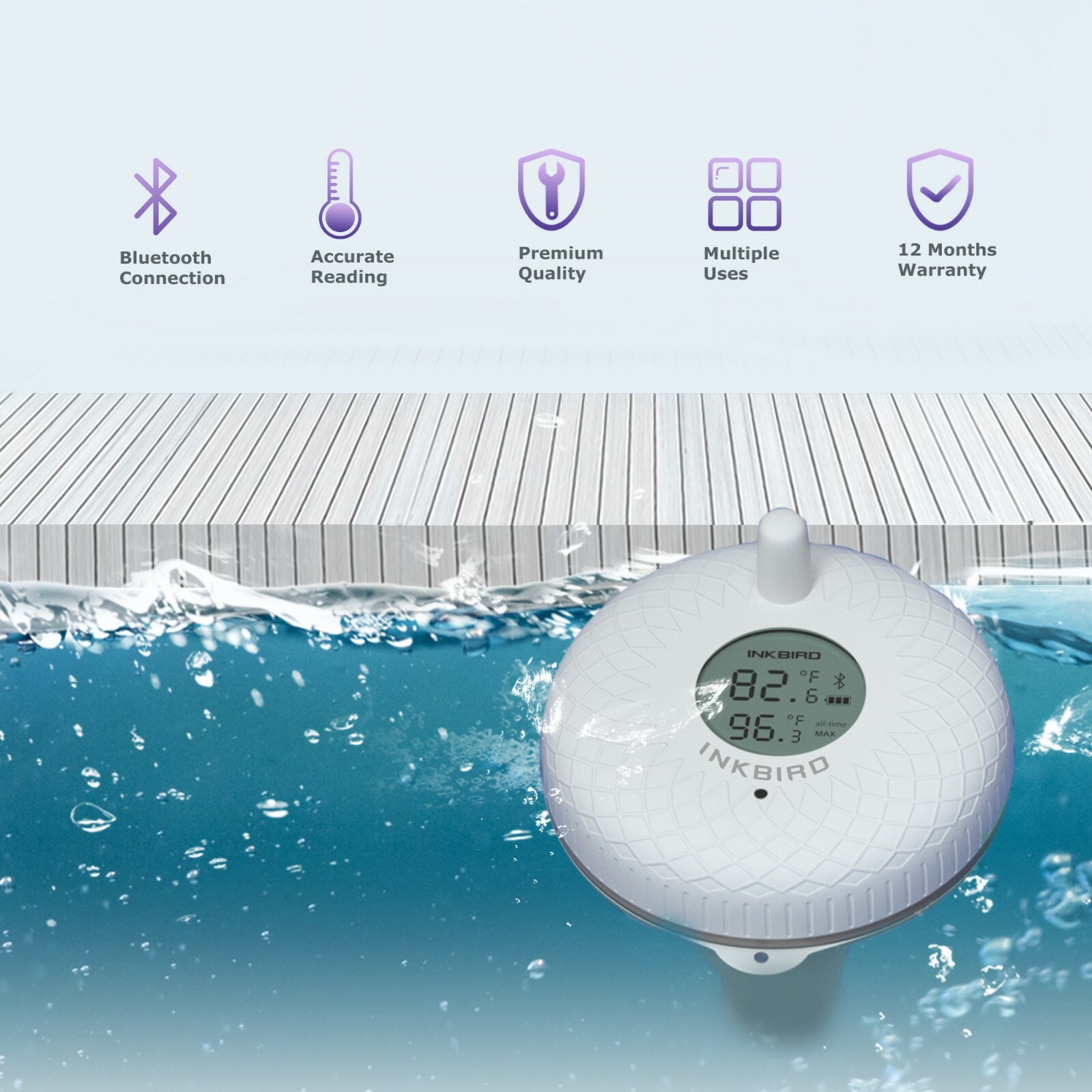 Bluetooth Floating Temp Thermometer Swimming Pool Aquarium Spas Fish