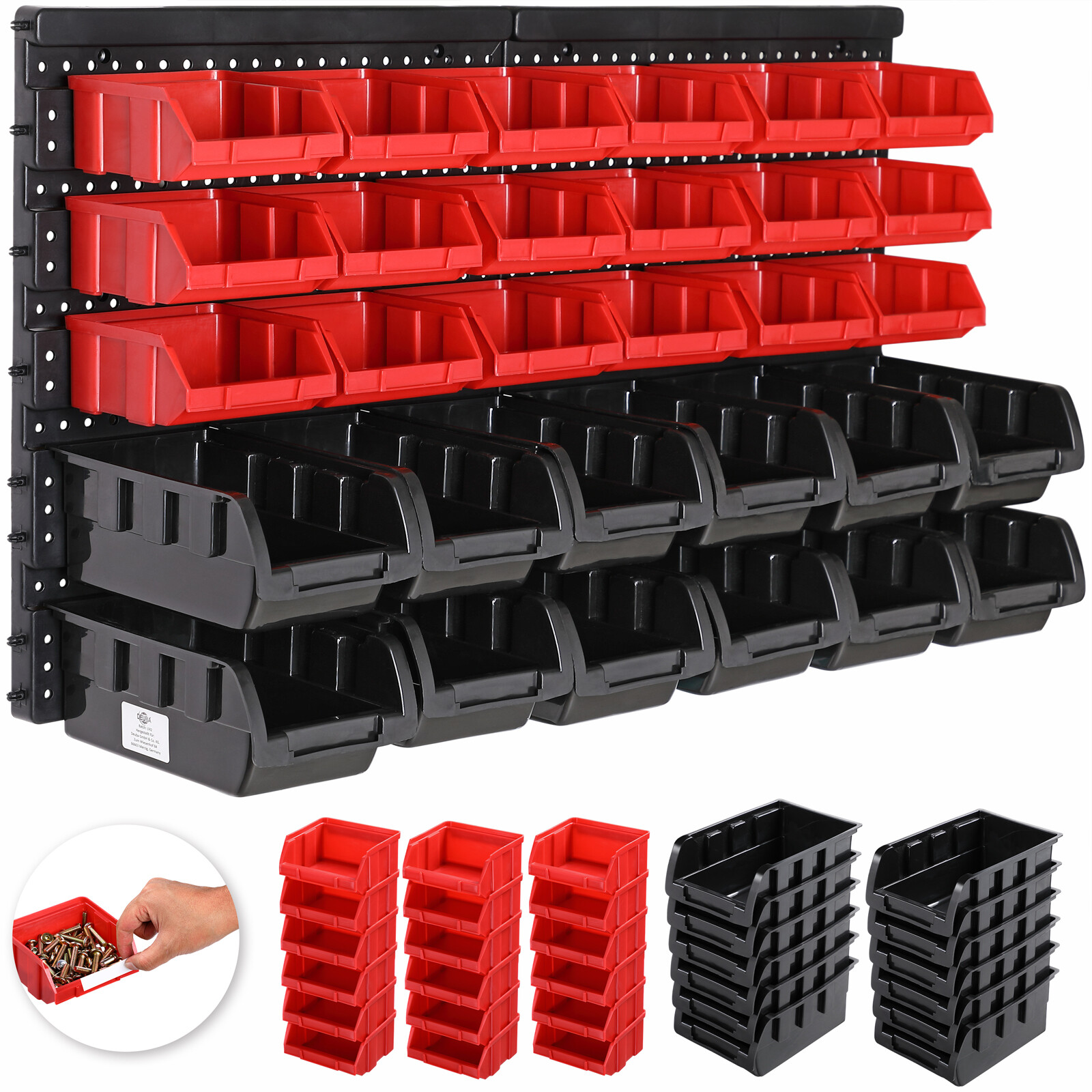 DEUBA® Stapelboxen Wandregal 32tlg Box Sichtlagerkästen Werkstatt Lagersystem