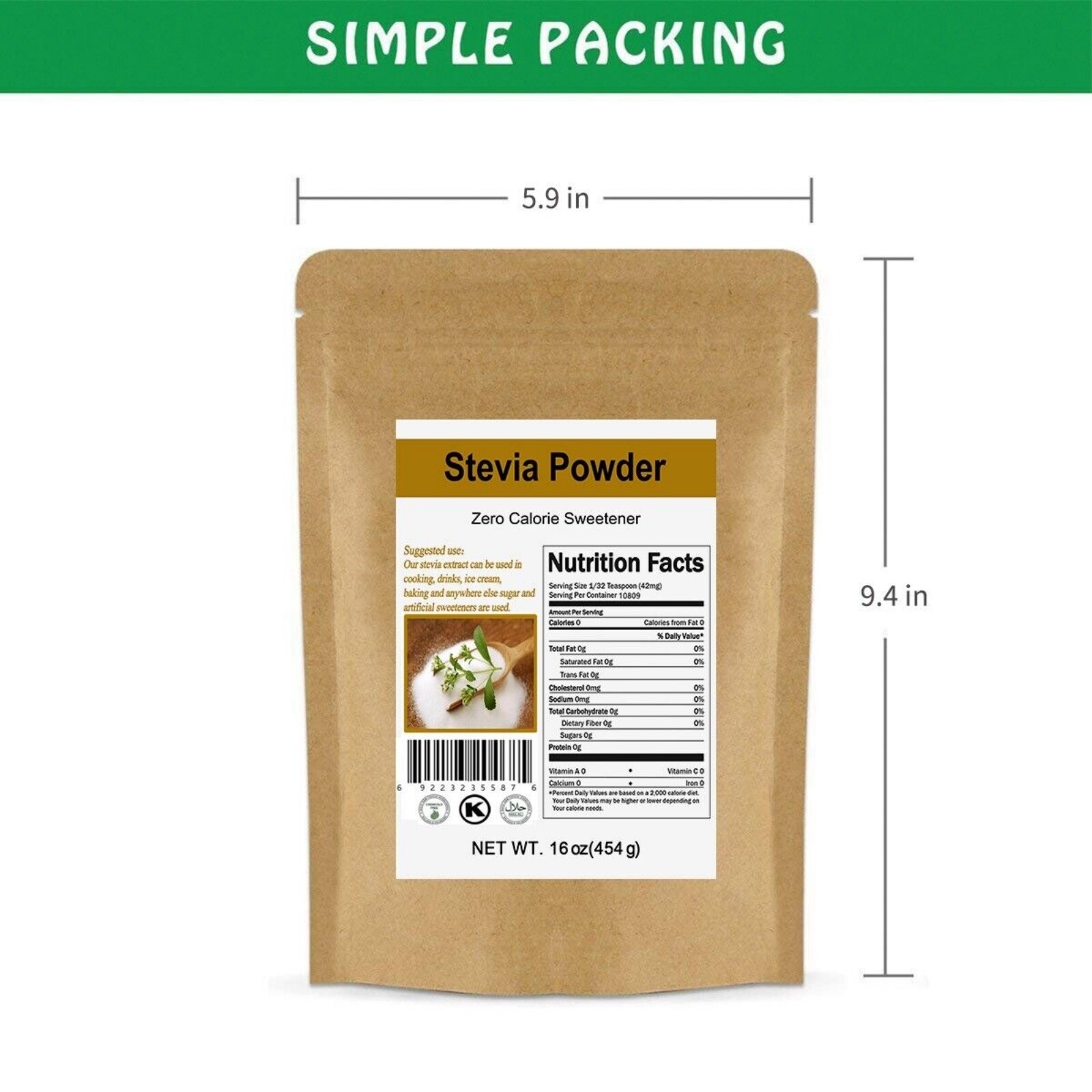 3*16oz CCnature Stevia Powder Pure Stevia Extract Powder Sweetener Substitute