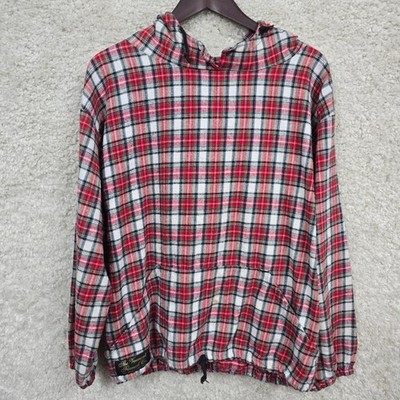 The Vermont Flannel Co Hooded Pullover Large Red Plaid Made in USA