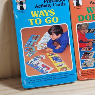 Vintage 80's Preschool Activity Cards Picture Flash Cards RainbowWorks 1982 1984