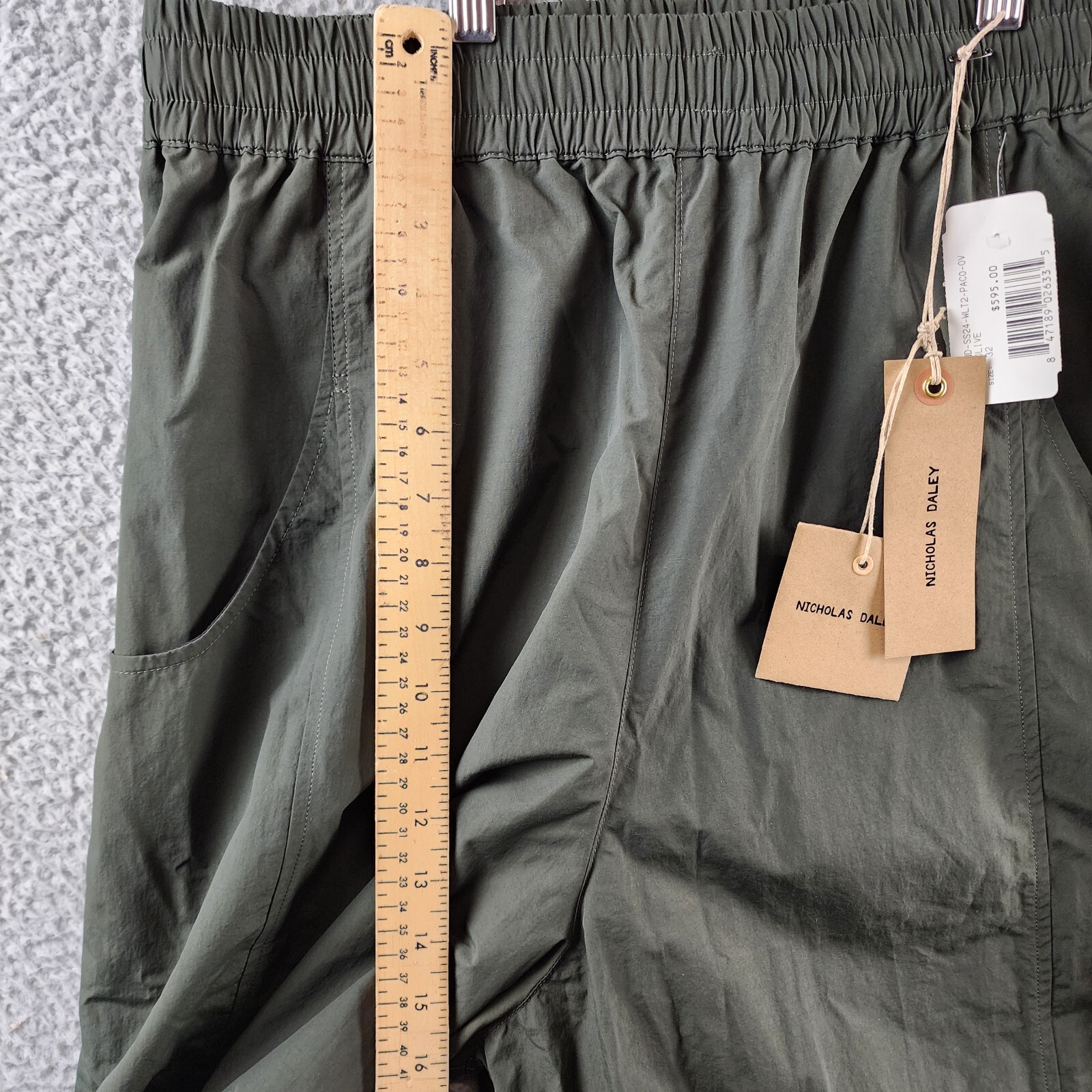 Nicholas Daley Oversized Fit Wide Leg Pants Men's 32 Olive Elastic
